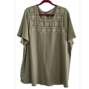 BloomChic Sage Green Crochet Accent Blouse Size 26